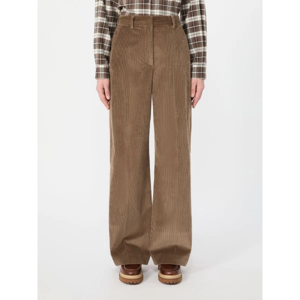 Max Mara Tania Cotton Corduroy Wide-Leg Trousers in Light Brown | Wide leg pants | Luxury Shoes 