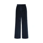 Max Mara Tania Cotton Corduroy Wide-Leg Trousers in Navy | Wide leg pants | Luxury Shoes 