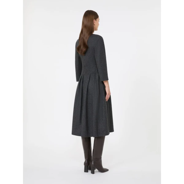 Max Mara Tania Flannel Jersey Midi Dress in Dark Grey | Midi Dresses | Luxury Shoes 