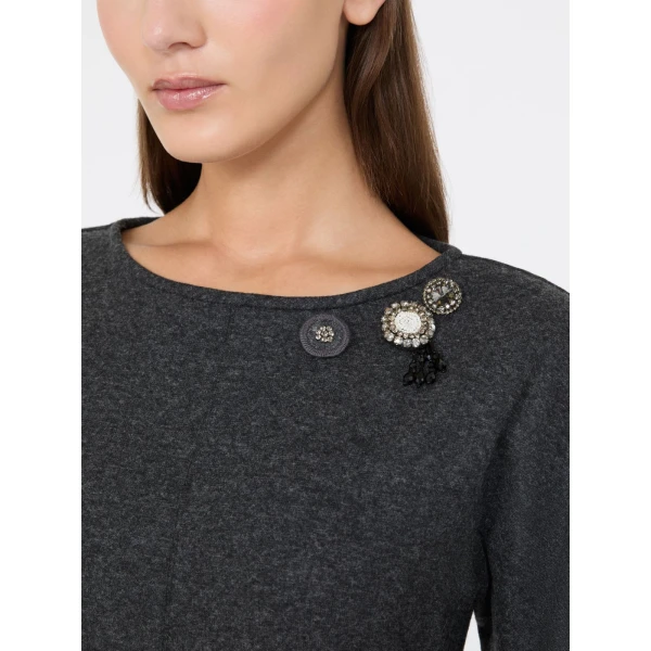 Max Mara Tania Flannel Jersey Midi Dress in Dark Grey | Midi Dresses | Luxury Shoes 