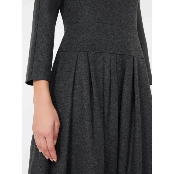 Max Mara Tania Flannel Jersey Midi Dress in Dark Grey | Midi Dresses | Luxury Shoes 