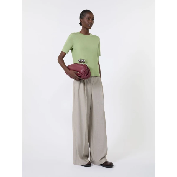 Max Mara Tapioca Wool Silk and Cashmere Jumper in Green | Sweaters | Luxury Shoes 