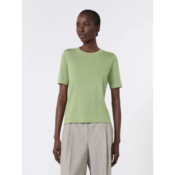 Max Mara Tapioca Wool Silk and Cashmere Jumper in Green | Sweaters | Luxury Shoes 
