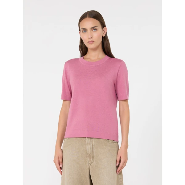 Max Mara Tapioca Wool Silk and Cashmere Jumper in Raspberry | Sweaters | Luxury Shoes 