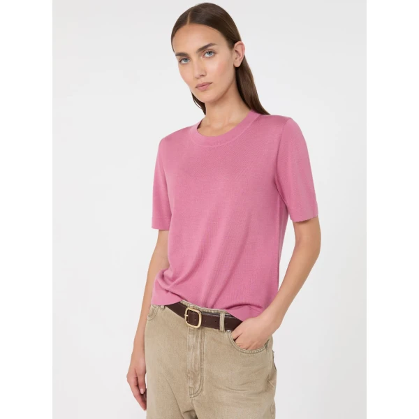 Max Mara Tapioca Wool Silk and Cashmere Jumper in Raspberry | Sweaters | Luxury Shoes 