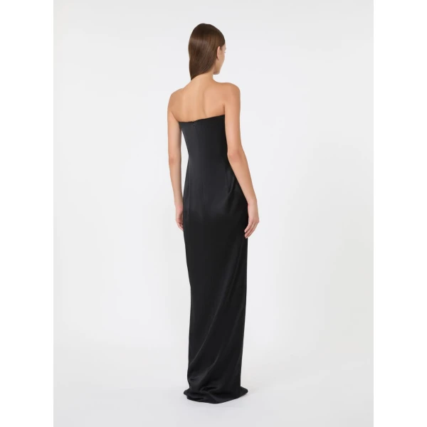 Max Mara Tappeto Long Silk Bustier Dress in Black | Maxi Dresses | Luxury Shoes 