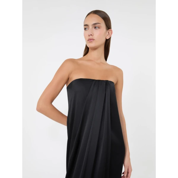 Max Mara Tappeto Long Silk Bustier Dress in Black | Maxi Dresses | Luxury Shoes 