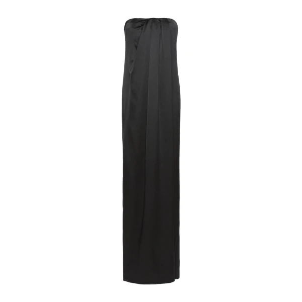 Tappeto Long Silk Bustier Dress in Black