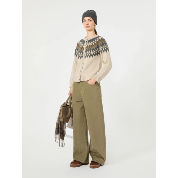 Max Mara Targa Alpaca and Wool Jacquard Cardigan in Beige | Cardigan | Luxury Shoes 