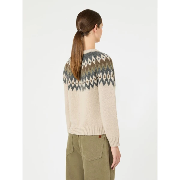 Max Mara Targa Alpaca and Wool Jacquard Cardigan in Beige | Cardigan | Luxury Shoes 