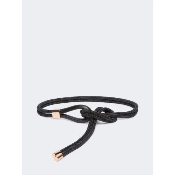 Max Mara Targa Waxed Cotton Belt in Black | Belts | Luxury Shoes 