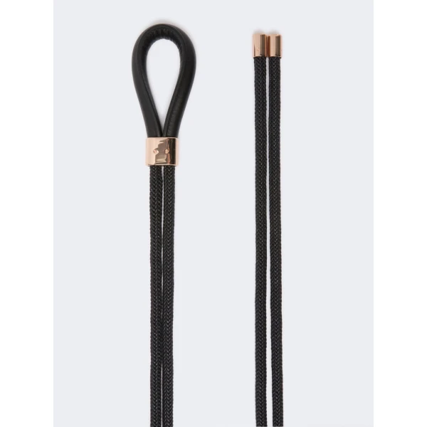 Max Mara Targa Waxed Cotton Belt in Black | Belts | Luxury Shoes 