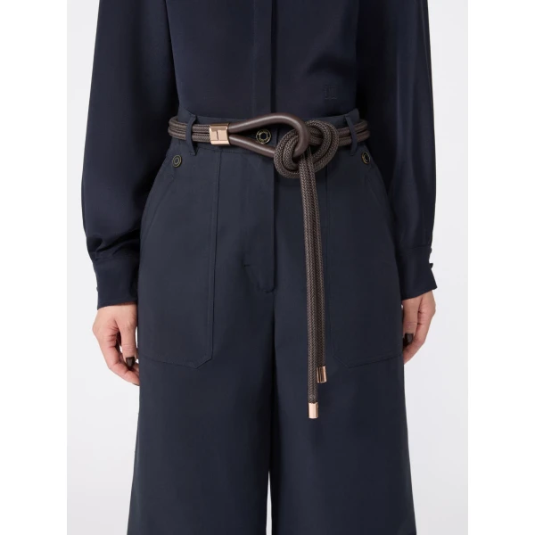 Max Mara Targa Waxed Cotton Belt in Dark Grey | Belts | Luxury Shoes 
