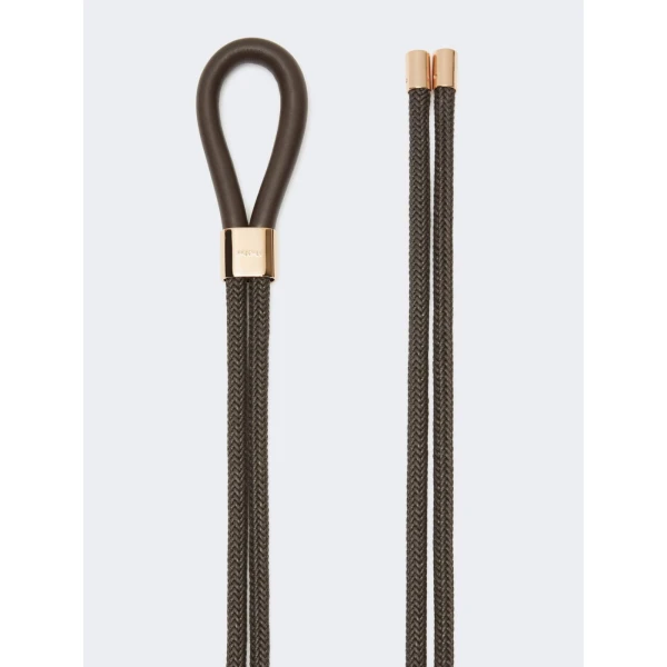 Max Mara Targa Waxed Cotton Belt in Dark Grey | Belts | Luxury Shoes 