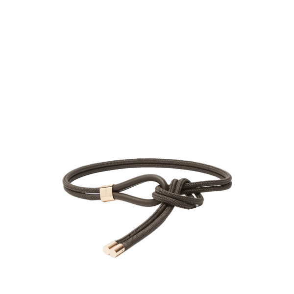 Max Mara Targa Waxed Cotton Belt in Dark Grey | Belts | Luxury Shoes 