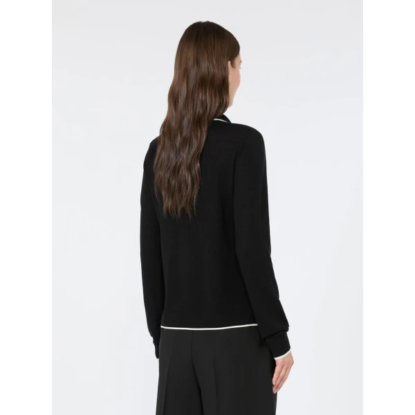 Max Mara Targa Wool and Silk Cardigan in Black and White | Cardigan | Luxury Shoes 