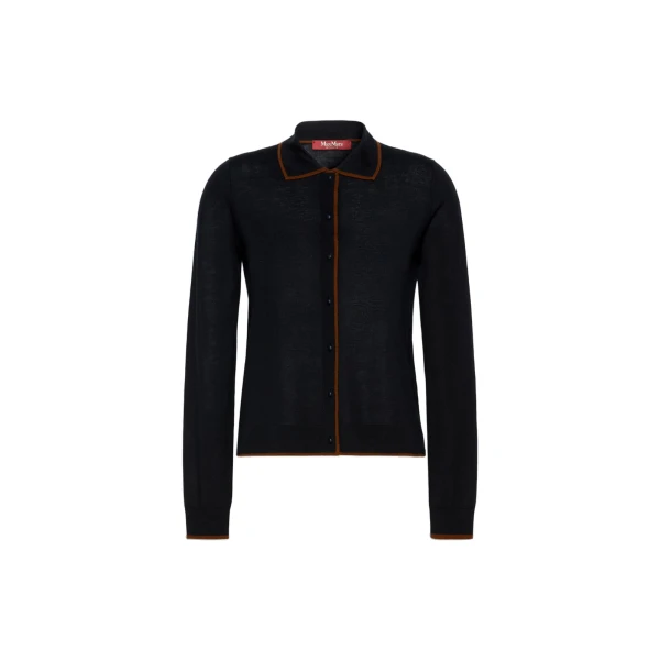 Targa Wool and Silk Cardigan in Navy