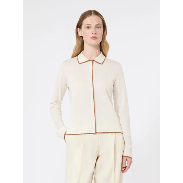 Max Mara Targa Wool and Silk Cardigan in White | Cardigan | Luxury Shoes 