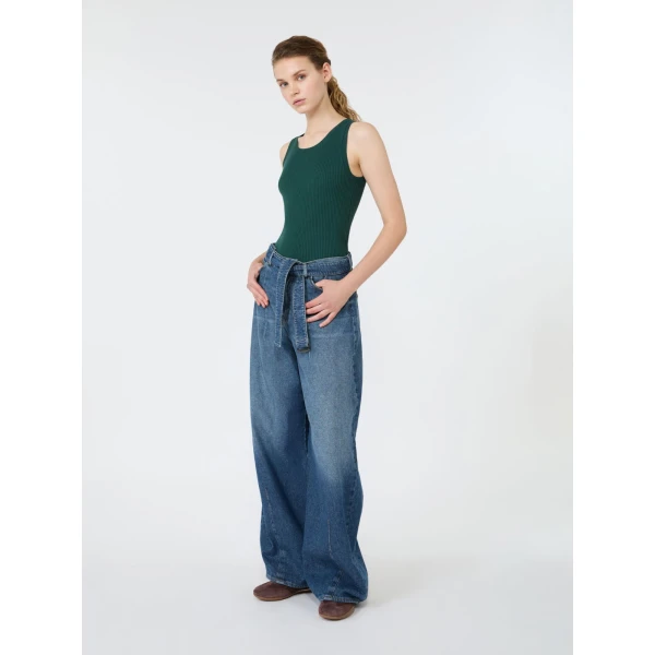 Max Mara Taro Sleeveless Stretch Viscose Top in Green | Sweaters | Luxury Shoes 