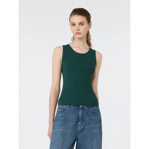 Max Mara Taro Sleeveless Stretch Viscose Top in Green | Sweaters | Luxury Shoes 