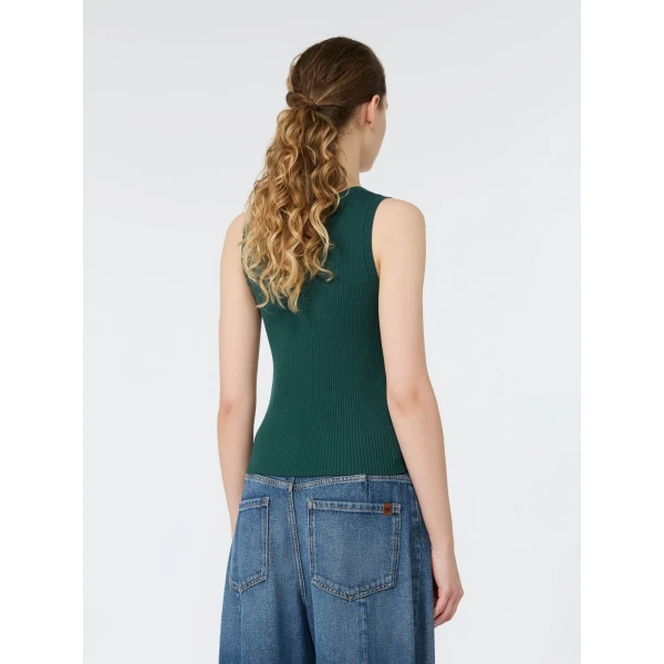 Max Mara Taro Sleeveless Stretch Viscose Top in Green | Sweaters | Luxury Shoes 