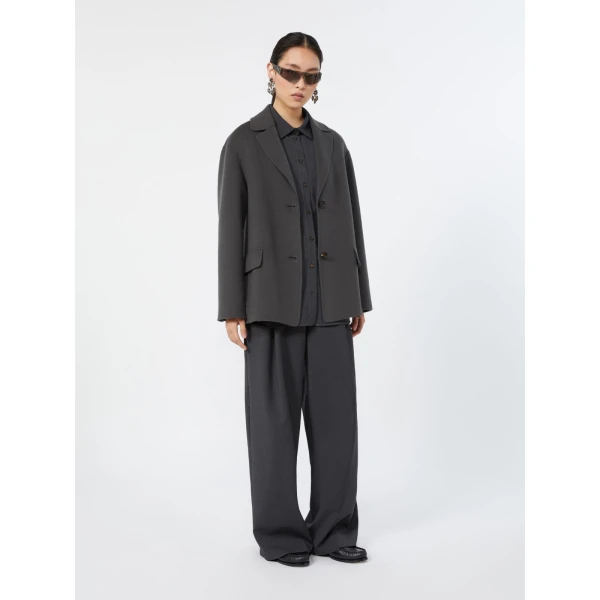 Max Mara Taro Wool Palazzo Trousers in Dark Grey | Wide leg pants | Luxury Shoes 