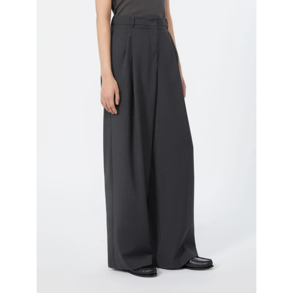 Max Mara Taro Wool Palazzo Trousers in Dark Grey | Wide leg pants | Luxury Shoes 