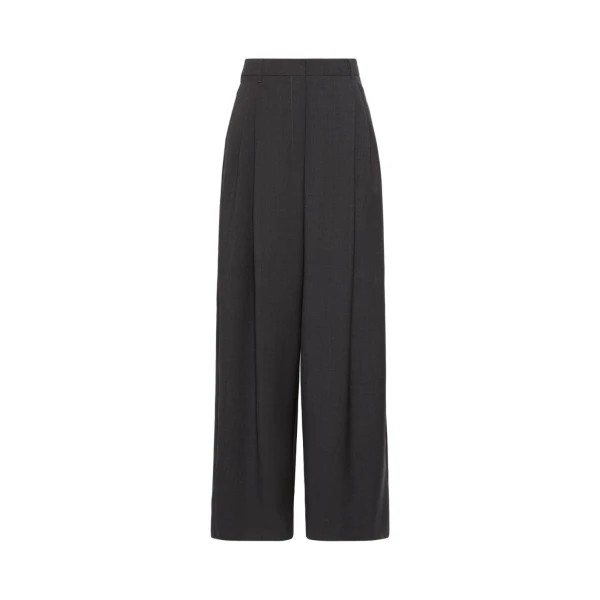 Taro Wool Palazzo Trousers in Dark Grey