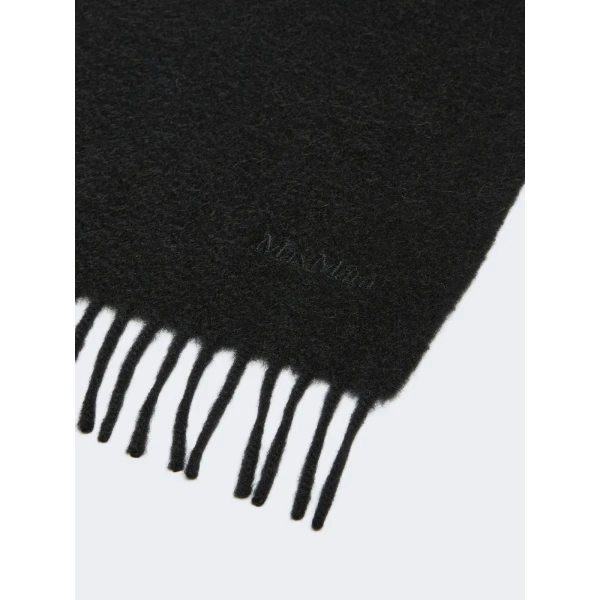 Max Mara Tartan Camel Logo Stole in Black | Scarves | Luxury Shoes 