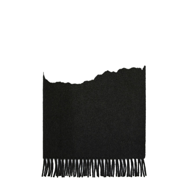 Max Mara Tartan Camel Logo Stole in Black | Scarves | Luxury Shoes 