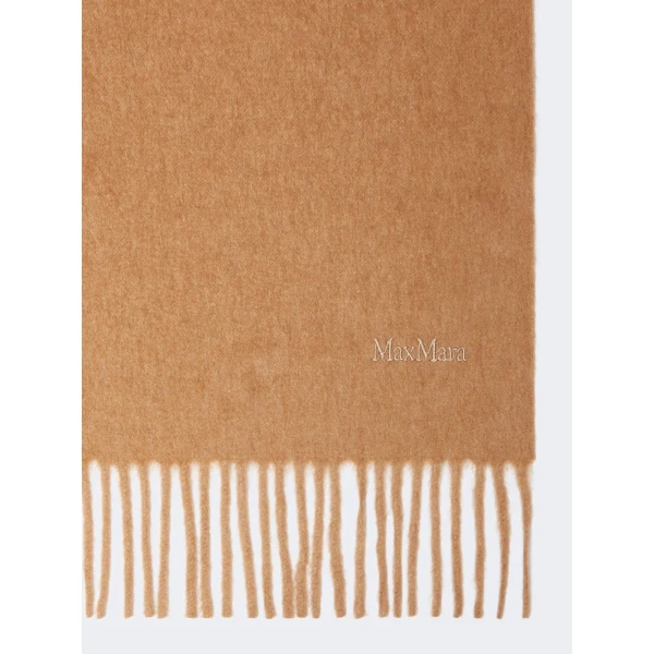 Max Mara Tartan Camel Logo Stole in Camel | Scarves | Luxury Shoes 