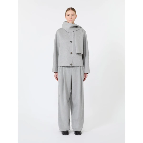 Max Mara Tartufo Wool Cloth Wide-Leg Trousers in Light Grey | Wide leg pants | Luxury Shoes 
