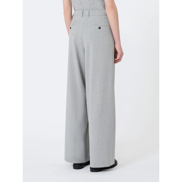 Max Mara Tartufo Wool Cloth Wide-Leg Trousers in Light Grey | Wide leg pants | Luxury Shoes 