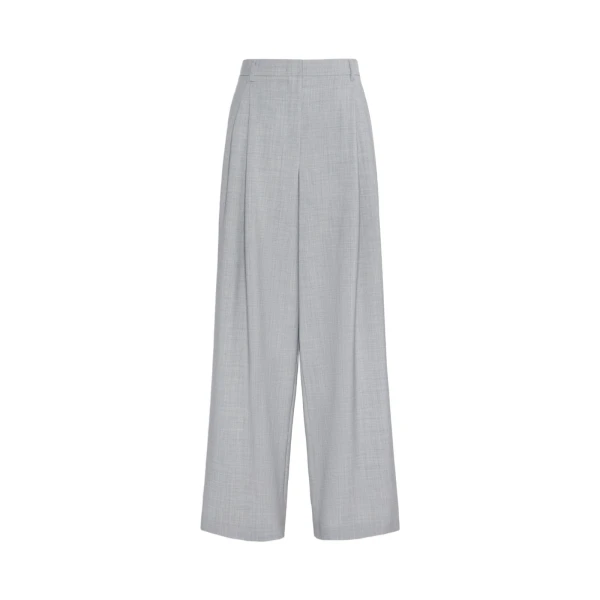 Max Mara Tartufo Wool Cloth Wide-Leg Trousers in Light Grey | Wide leg pants | Luxury Shoes 
