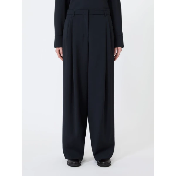 Max Mara Tartufo Wool Cloth Wide-Leg Trousers in Ultramarine | Wide leg pants | Luxury Shoes 