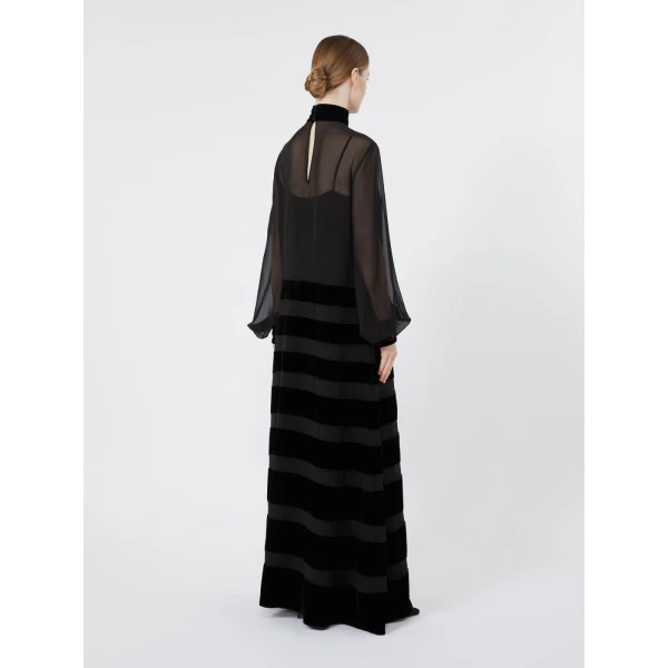 Max Mara Tasca Long Silk Georgette Dress in Black | Maxi Dresses | Luxury Shoes 