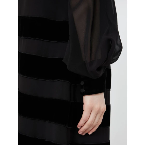 Max Mara Tasca Long Silk Georgette Dress in Black | Maxi Dresses | Luxury Shoes 