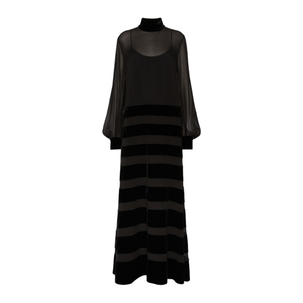 Max Mara Tasca Long Silk Georgette Dress in Black | Maxi Dresses | Luxury Shoes 