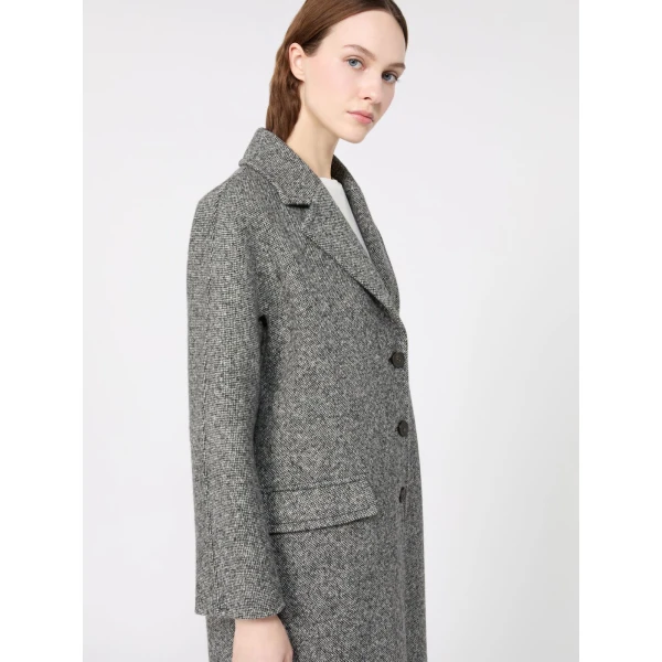Max Mara Tasca Midi Wool Tweed Coat in Black and White | Wool Coat | Luxury Shoes 