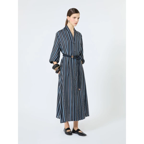 Max Mara Tauro Printed Twill Shirt Dress in Ultramarine | Shirtdress | Luxury Shoes 