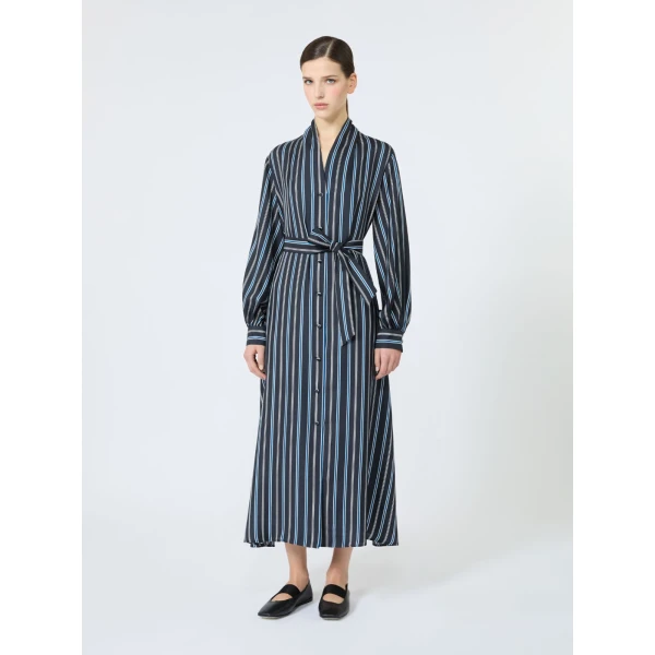 Max Mara Tauro Printed Twill Shirt Dress in Ultramarine | Shirtdress | Luxury Shoes 