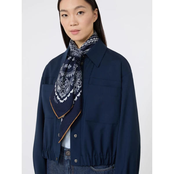 Max Mara Tauro Wool Cashmere and Silk Scarf in Ultramarine | Scarves | Luxury Shoes 