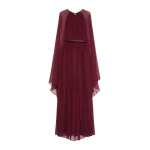 Max Mara Taverna Silk Chiffon Dress in Bordeaux | Maxi Dresses | Luxury Shoes 