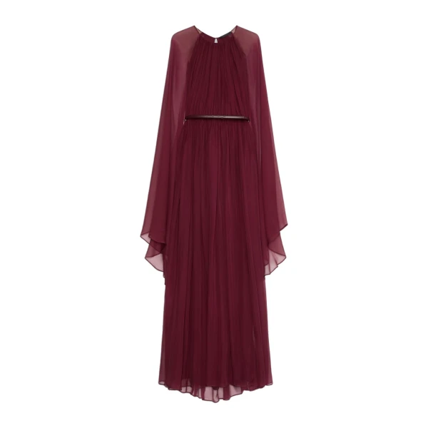 Taverna Silk Chiffon Dress in Bordeaux