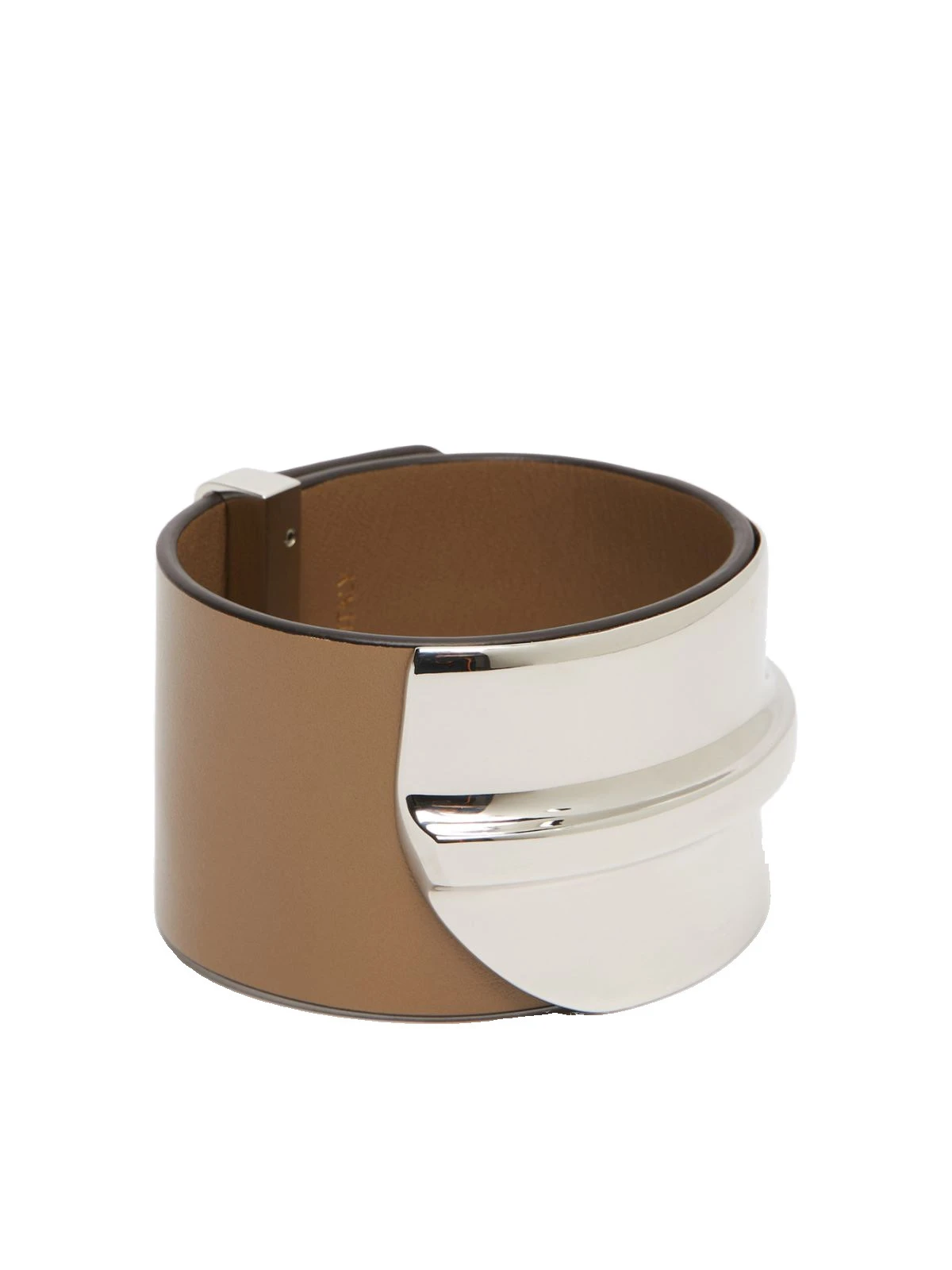 Max Mara Tavola Leather and Metal Wide Cuff in Mud Max Mara Tavola Leather and Metal Wide Cuff in Mud | Bracelets | Luxury Shoes