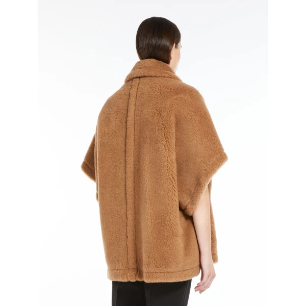 Max Mara Tebe Teddy Fabric Cape in Camel | Coats | Luxury Shoes 