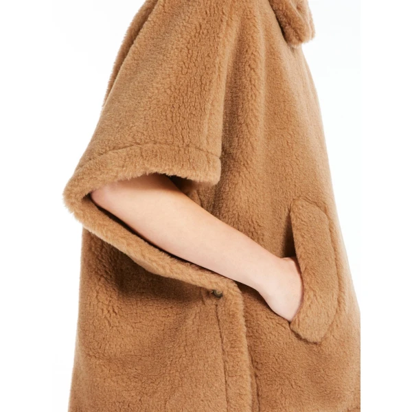 Max Mara Tebe Teddy Fabric Cape in Camel | Coats | Luxury Shoes 