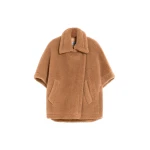 Max Mara Tebe Teddy Fabric Cape in Camel | Women | Luxury Shoes 