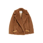 Max Mara Teddy Fabric Biker Jacket in Camel | Jackets | Luxury Shoes 