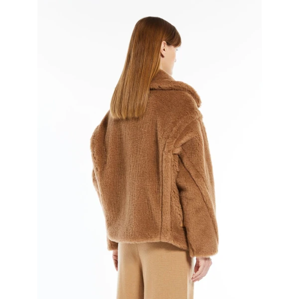 Max Mara Teddy Fabric Biker Jacket in Camel | Jackets | Luxury Shoes 